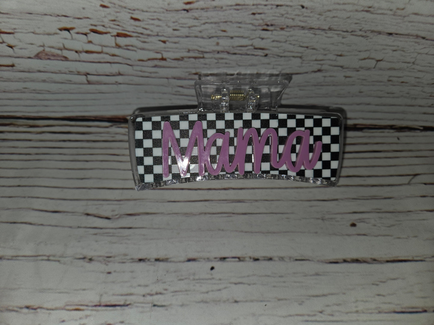 Retro Checkered Mama Auntie Clips