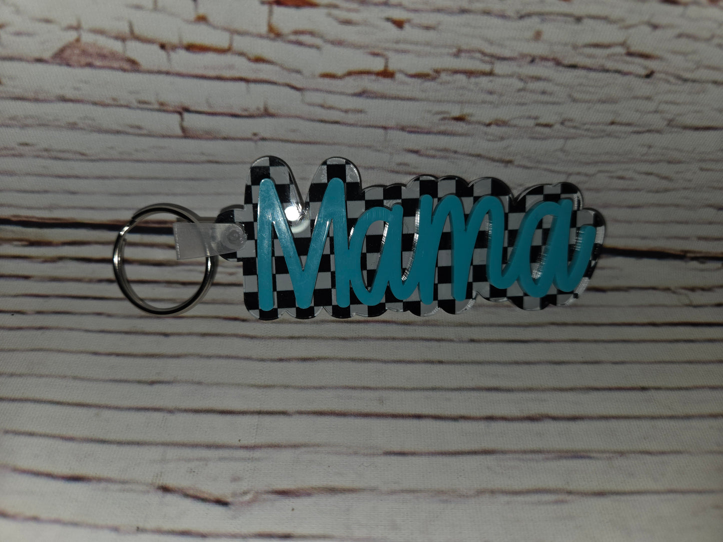 Retro Checkered Mama Keychains