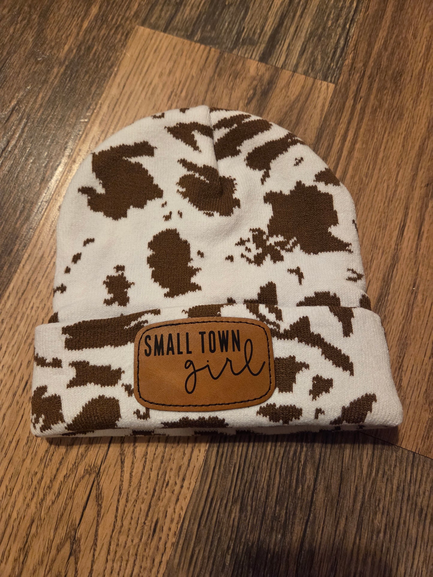 Cow Print Patch Beanies