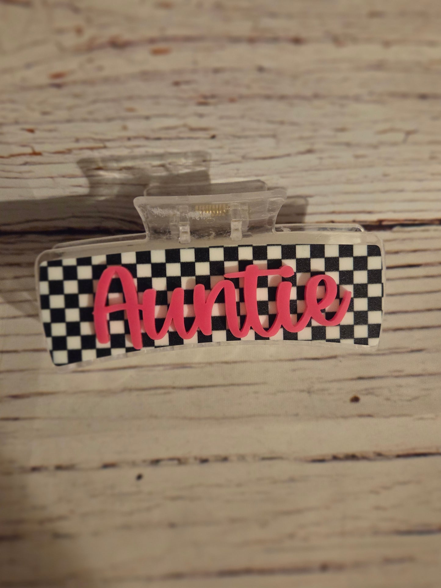 Retro Checkered Mama Auntie Clips