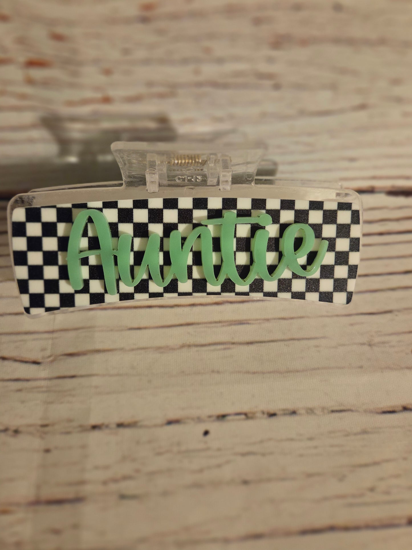 Retro Checkered Mama Auntie Clips