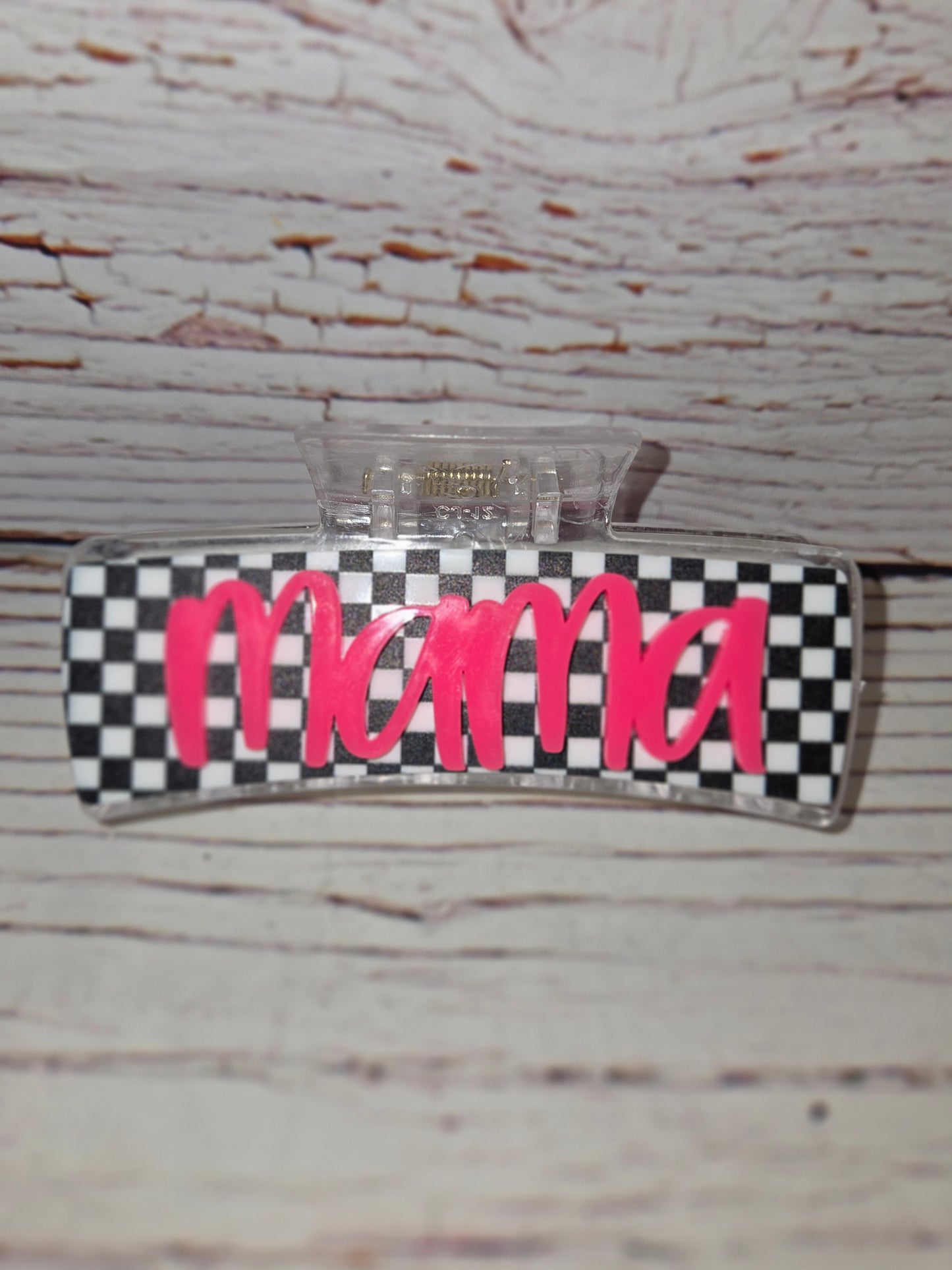 Retro Checkered Mama Auntie Clips