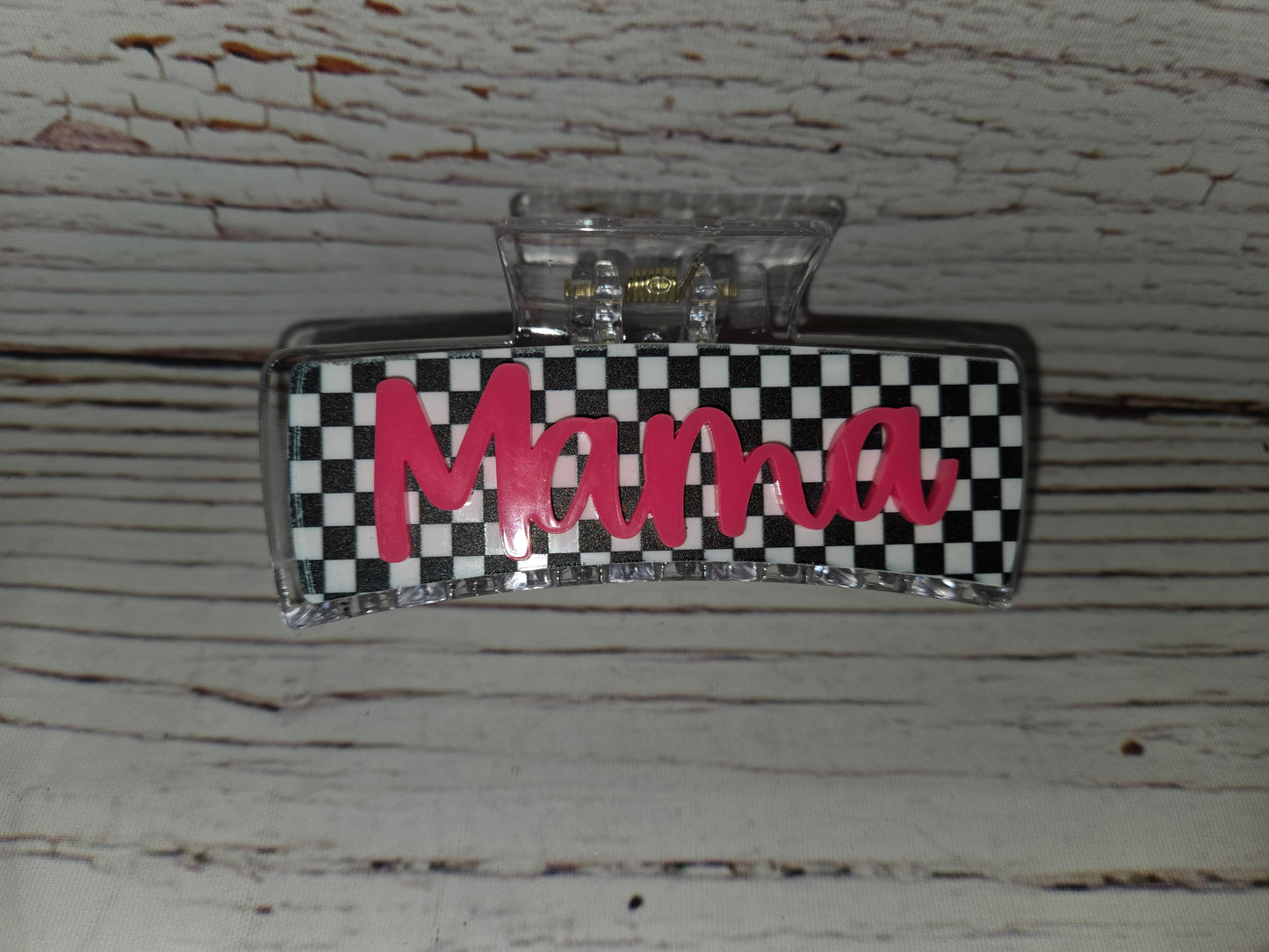 Retro Checkered Mama Auntie Clips