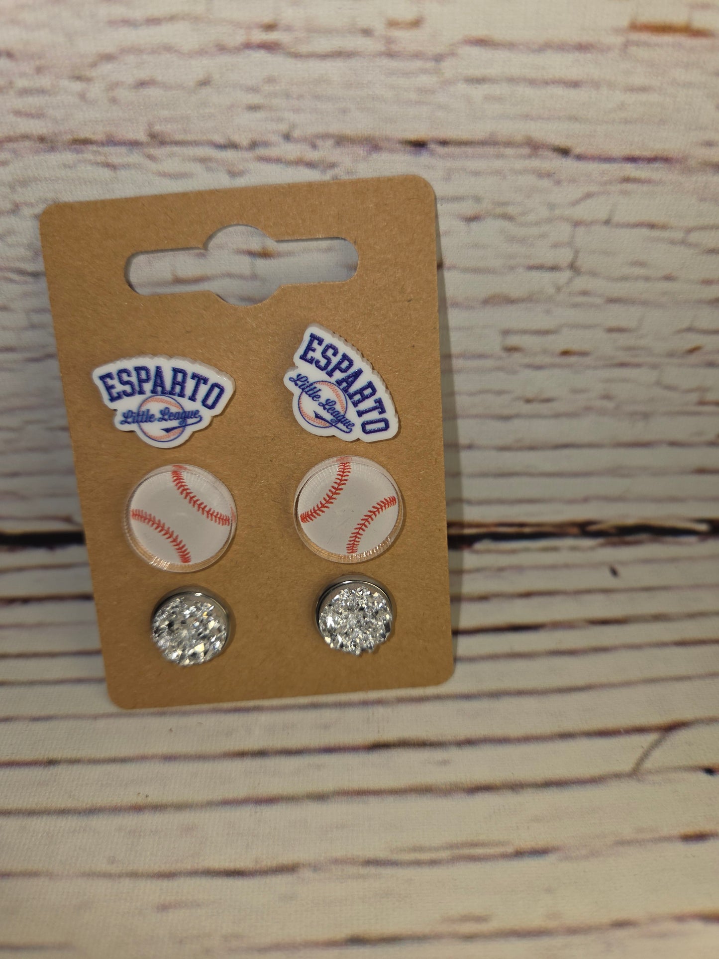 Esparto Little League Earrings Baseball
