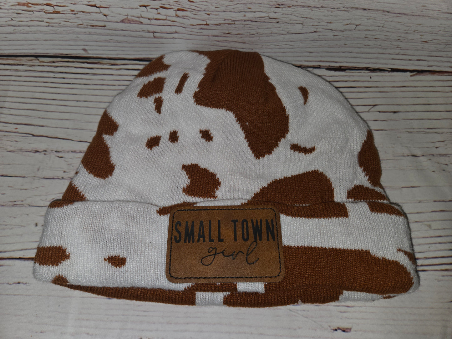 Cow Print Patch Beanies