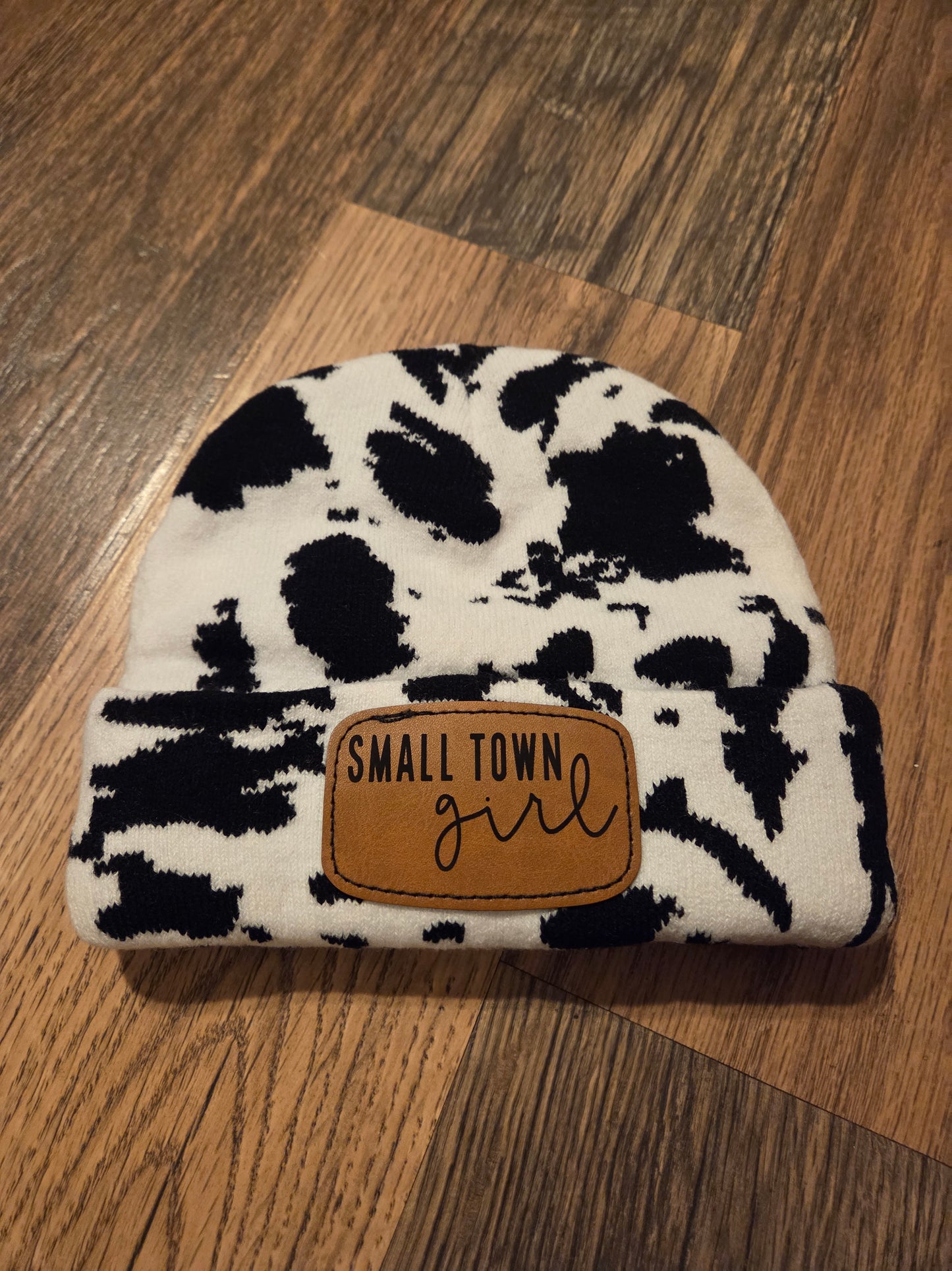 Cow Print Patch Beanies