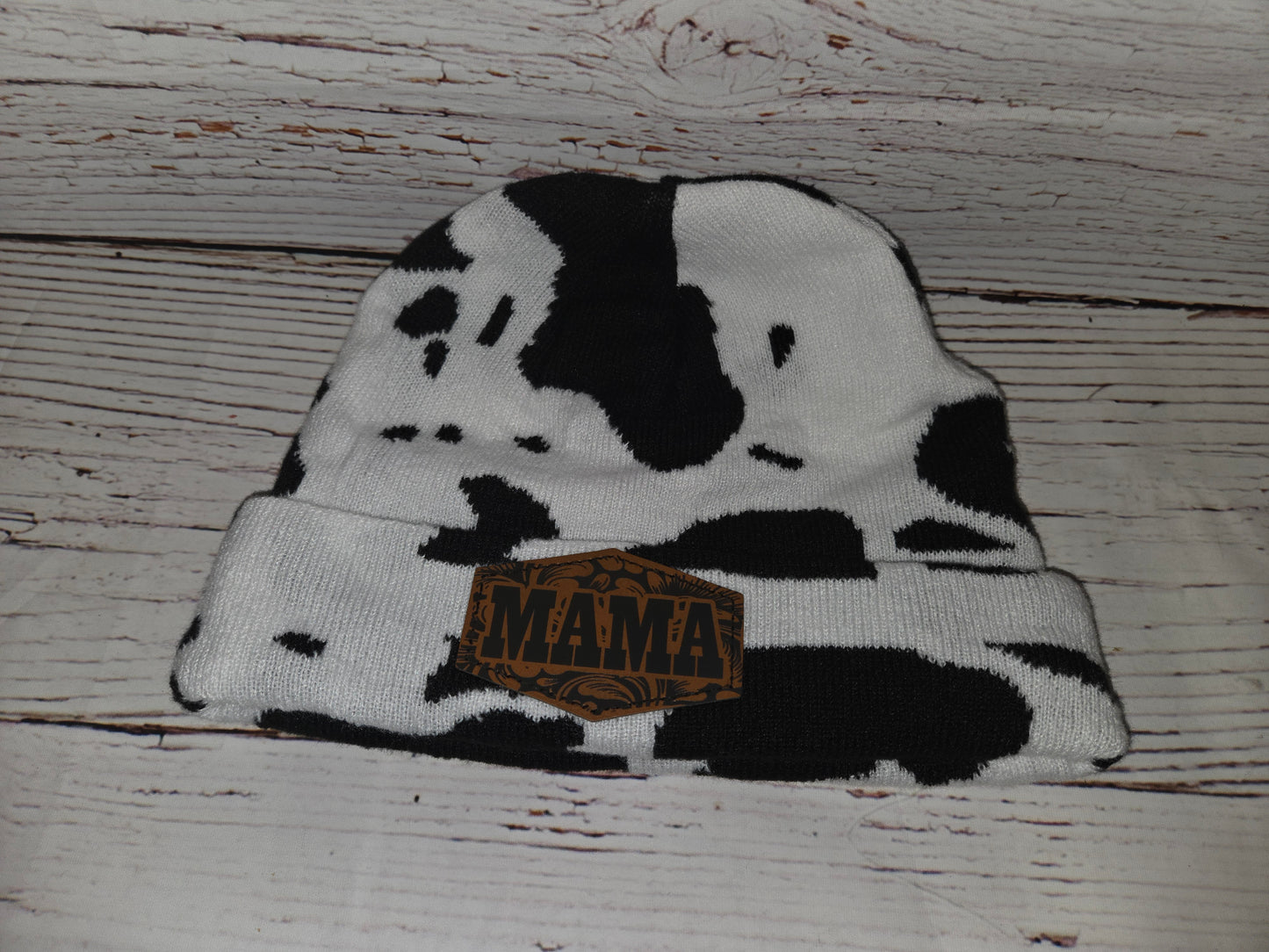 Cow Print Patch Beanies