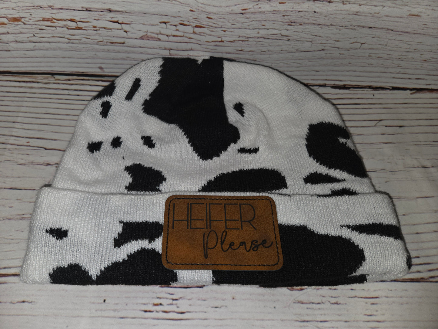 Cow Print Patch Beanies