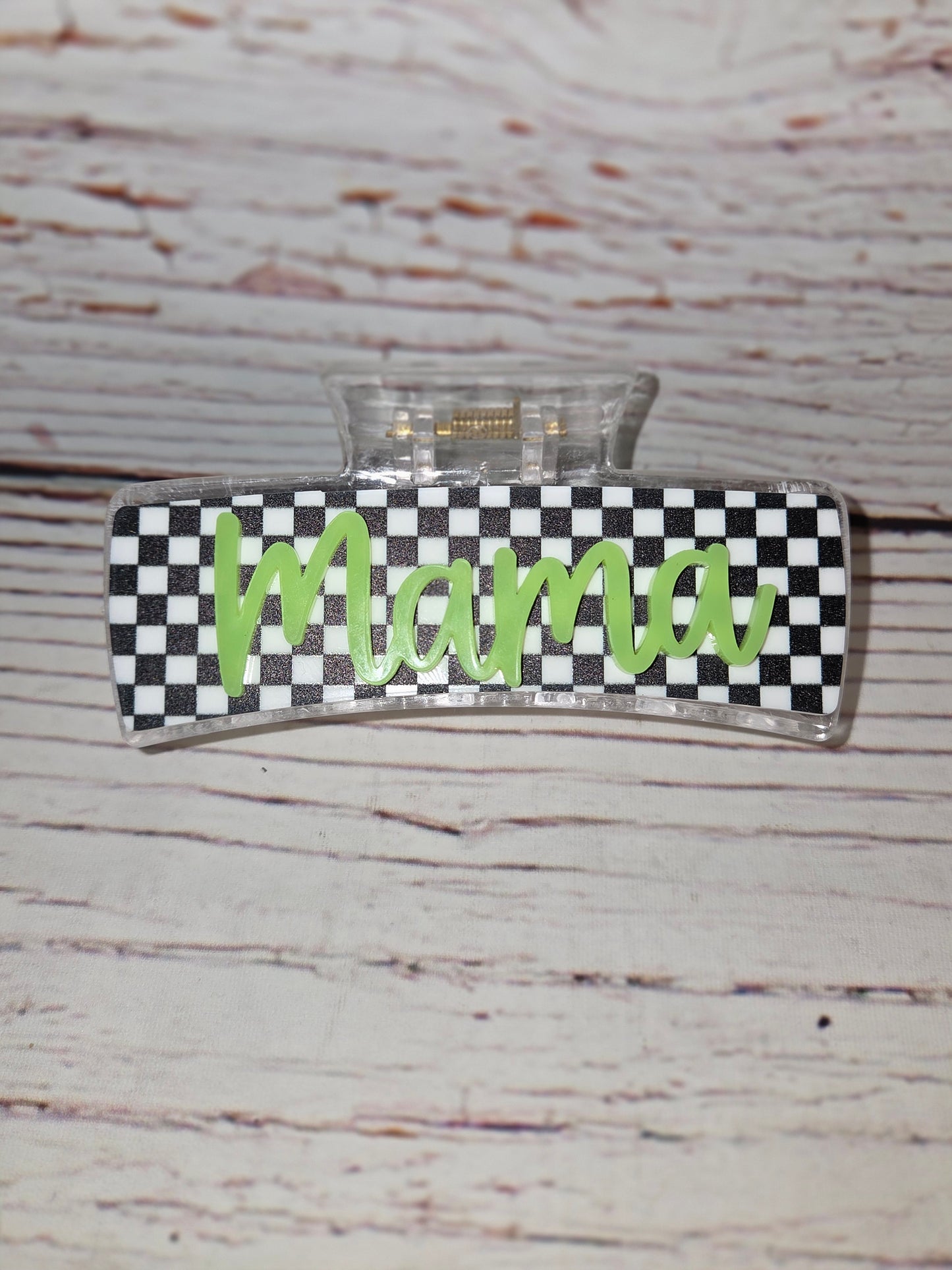 Retro Checkered Mama Auntie Clips