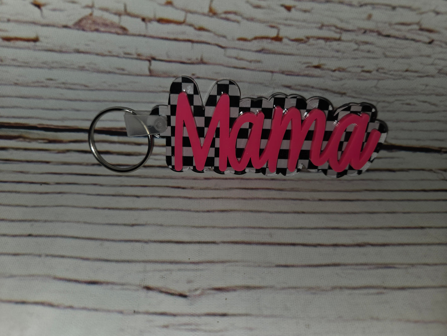 Retro Checkered Mama Keychains