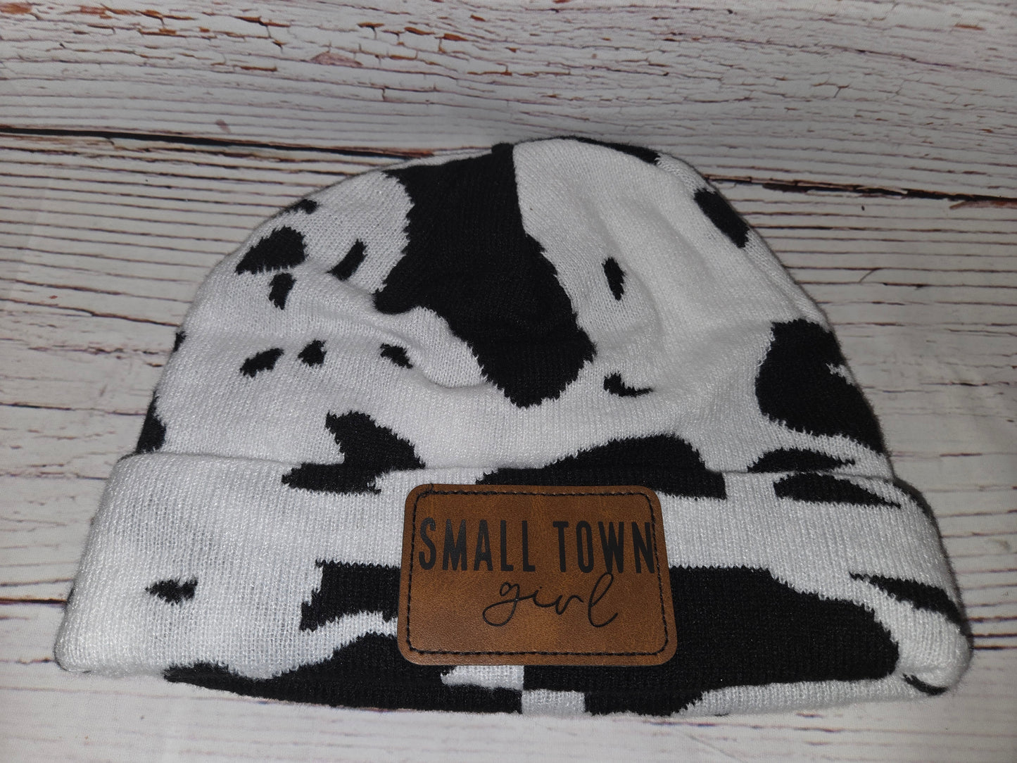 Cow Print Patch Beanies