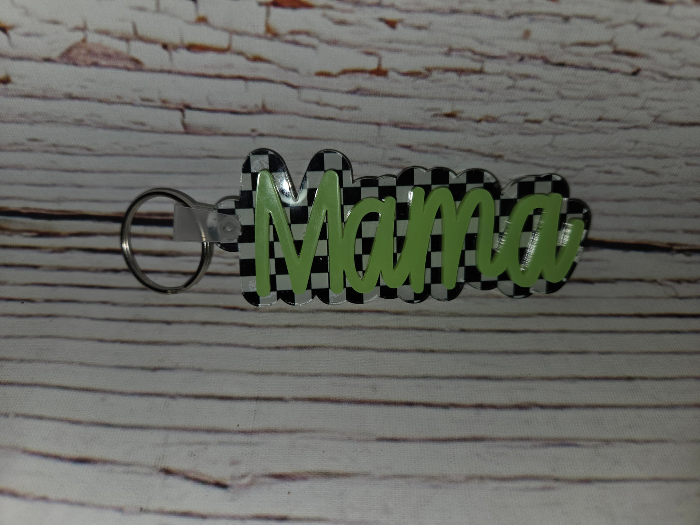 Retro Checkered Mama Keychains