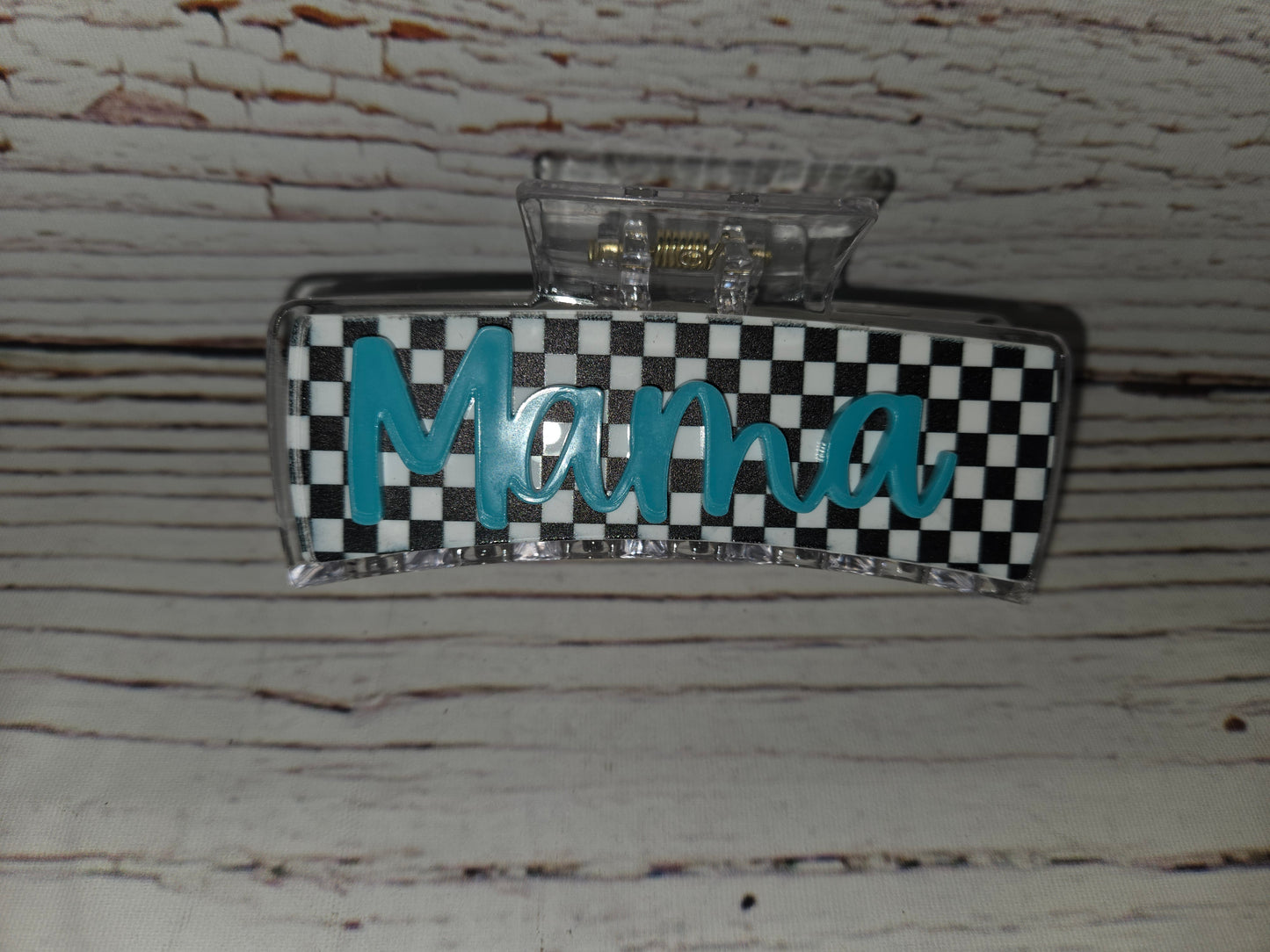 Retro Checkered Mama Auntie Clips