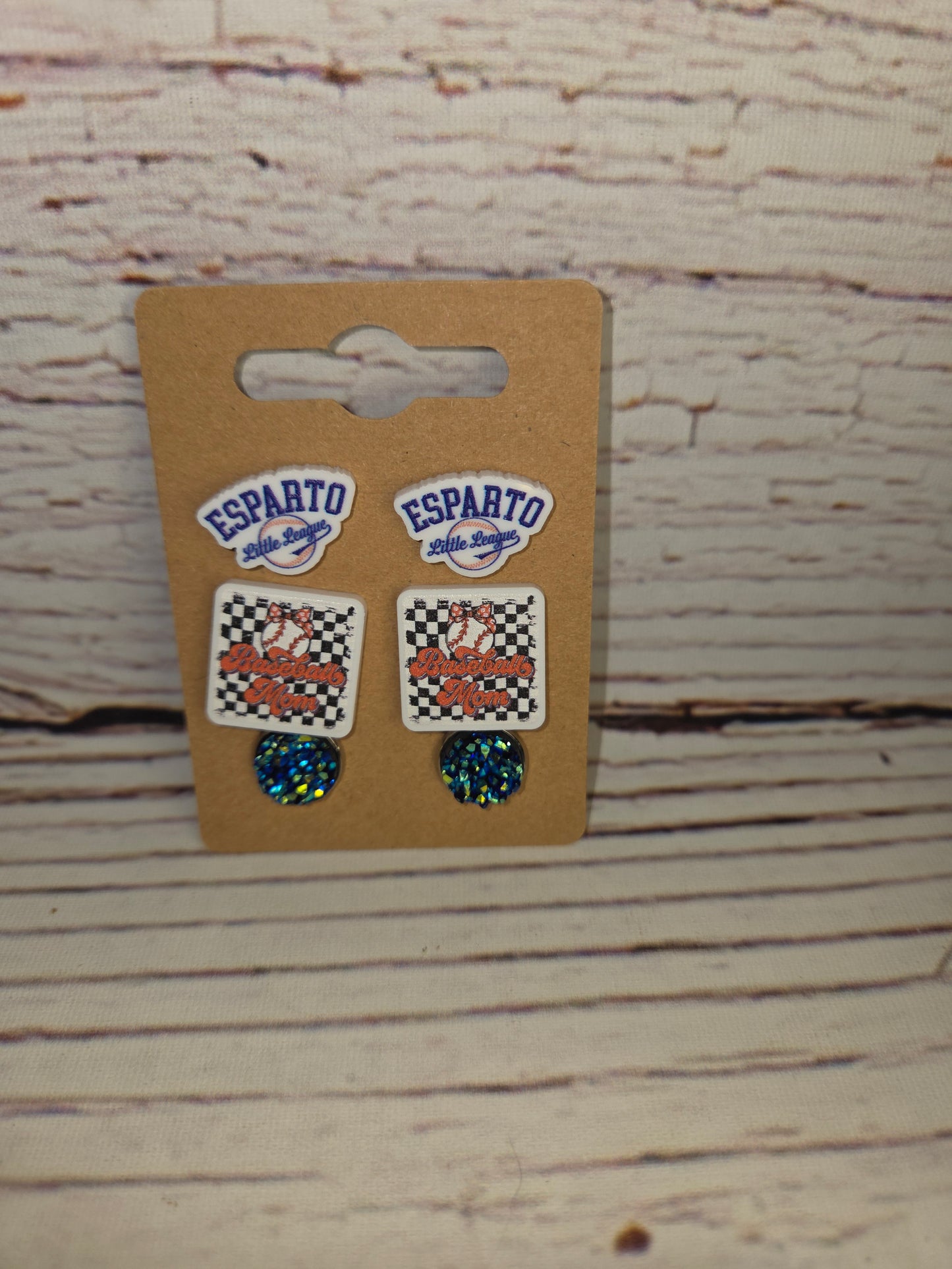 Esparto Little League Earrings Baseball
