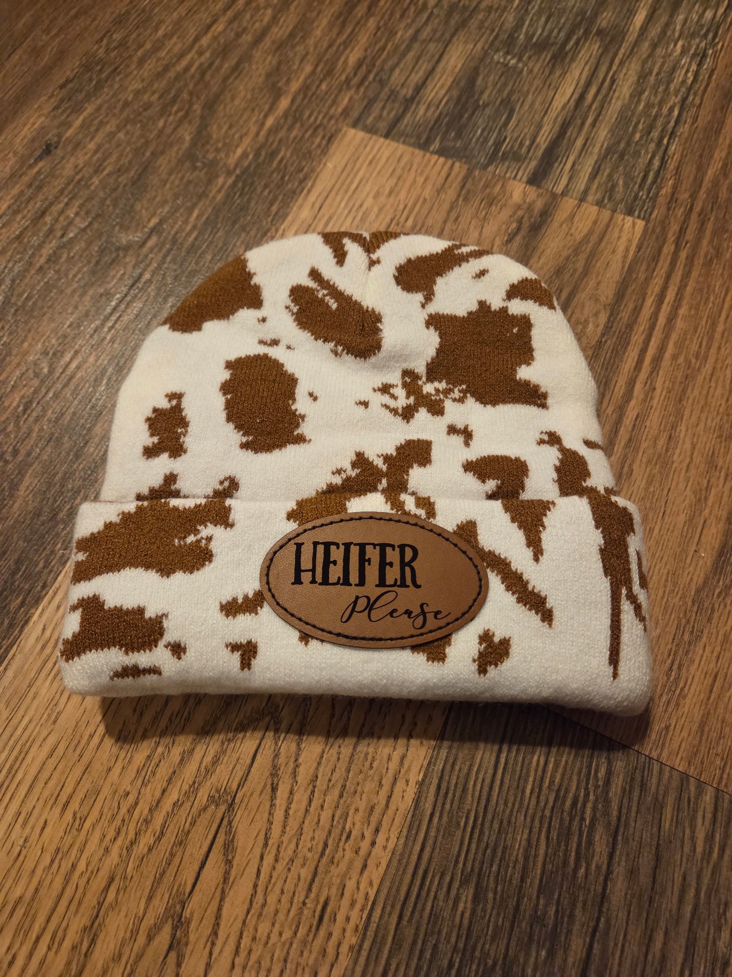 Cow Print Patch Beanies