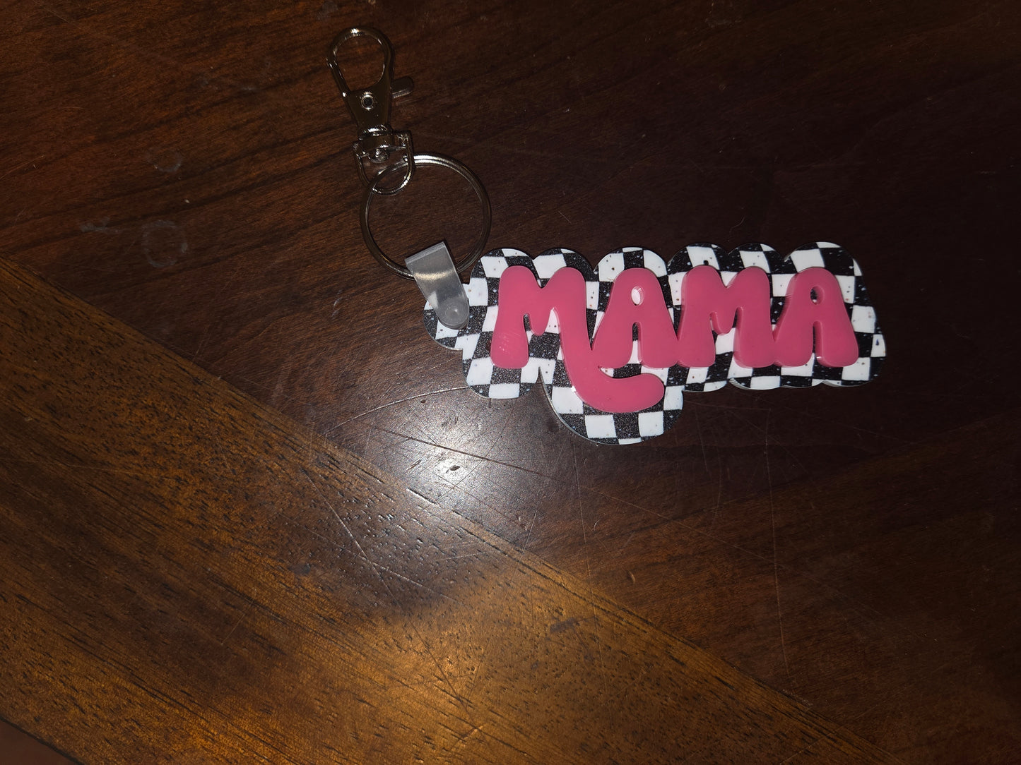 Retro Checkered Mama Keychains