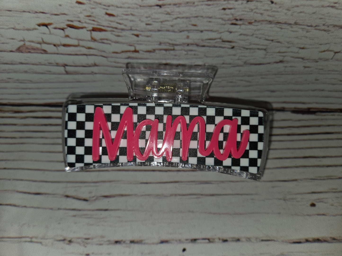 Retro Checkered Mama Auntie Clips