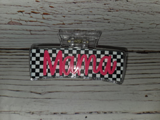 Retro Checkered Mama Auntie Clips