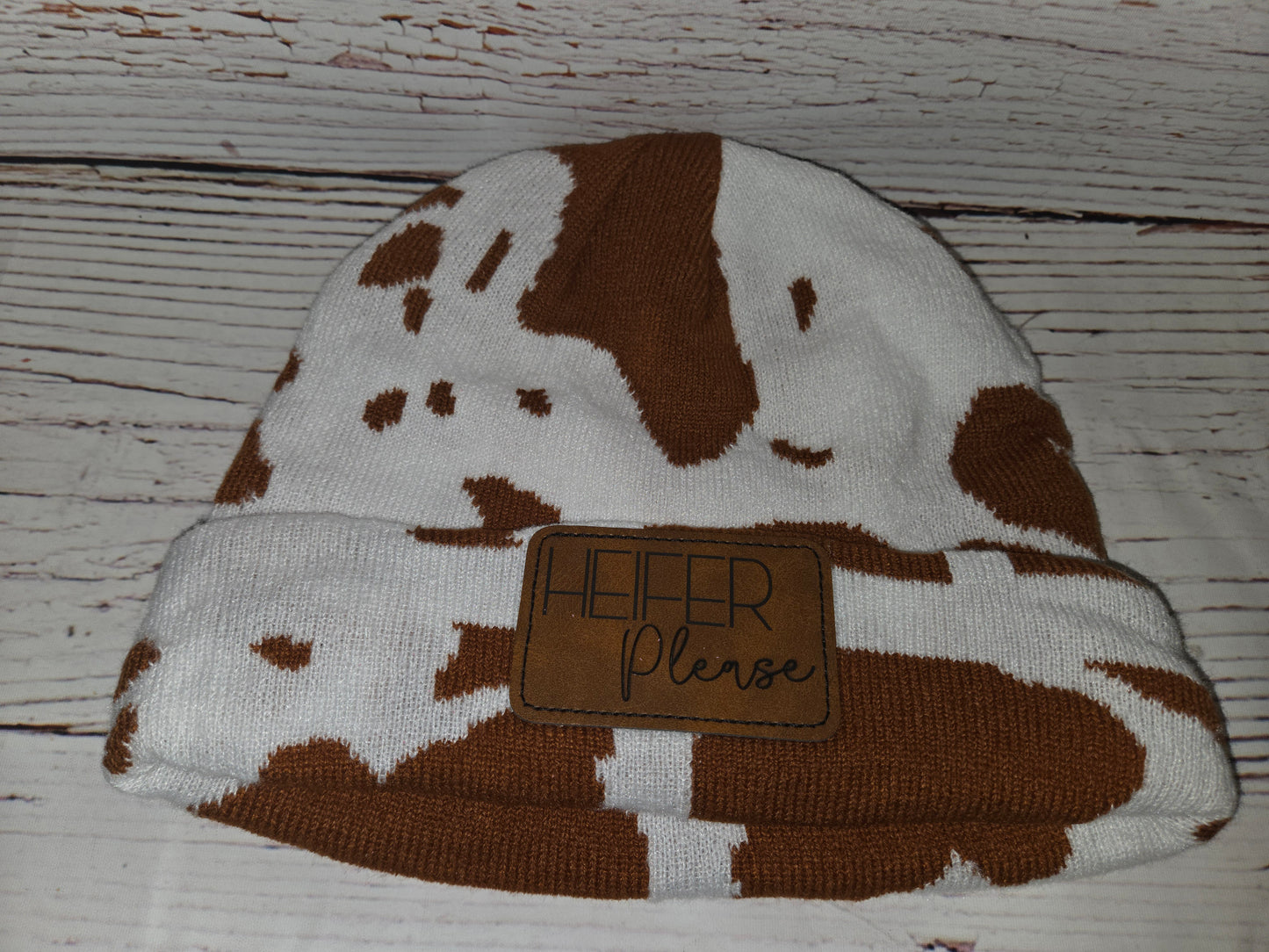 Cow Print Patch Beanies